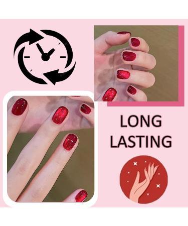 Jelly Cat Eye Gel Nail Polish Red Glitter Crystal Gel Polish Red Magnetic Nail Polish Soak Off UV/LED Sparkle Shiny Crystal Cat Eye Gel Nail Polish for Nail Art Manicure Salon DIY at Home - Buy Online on GoSupps.com
