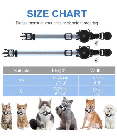 Agoumlux Airtag Cat Collar - Reflective Adjustable Collar with Bell & Safety Buckle | Blue | Size S (23-33 cm) - Perfect for Young Cats - Buy Online on GoSupps.com