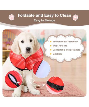 Lyneun Inflatable Break Ruff for Dogs & Cats Adjustable Hinge Soft Collar Leak Protection - Red M - Buy Online on GoSupps.com