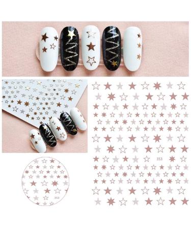 KITBE 7 Sheets Star Nail Art Stickers - Bronzing Black White Nail Decals for Acrylic Nails - Manicure Tips for Women and Kids - Buy Online on GoSupps.com