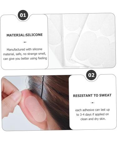 EXCEART 60pcs Elf Ear Stickers | Silicone Ear Tape Cosmetics | Vertical Ear Corrector | White Silica Gel | 3.8x1.7cm - Buy Online on GoSupps.com
