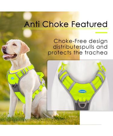 Thinkpet Anti Tug Dog Harness - Adjustable Reflective Breathable - XL Bright Green - Easy Control with Handle - No Choking Design - 1 Pack - Buy Online on GoSupps.com