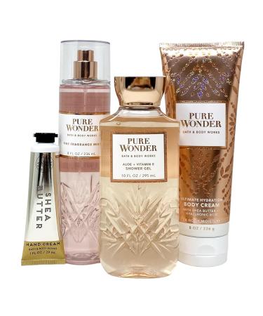 Bath & Body Works PURE WONDER 4 Piece Gift Bag Set Full Size Fragrance Mist Body Cream Shower Gel & Hand Cream Perfect Pink Gift - Buy Online on GoSupps.com