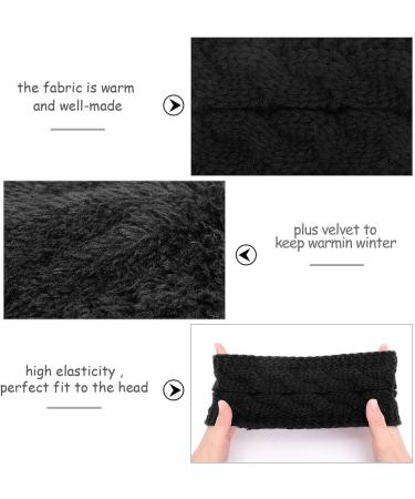 Women's Winter Knitted Ear Warmer Headband - Chunky Crochet Braided Hair Band for Sports & Yoga | Fleece Lined Elastic Turban Hairband - Black - Buy Online on GoSupps.com