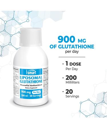 Buy Supersmart Liposomal Glutathione Liquid 900mg - High Potency Antioxidant with Vitamin C | Non-GMO Gluten Free 200ml - 20 Servings - International Shipping Available - Buy Online on GoSupps.com