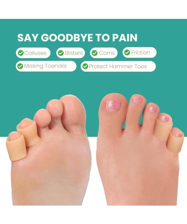 Welnove Pinky Toe Sleeves - 12-Pack Aloe Vera Silicone Protectors for Corns Calluses & Blisters - Soft Gel Cushions for Pain Relief (XSmall Beige - Buy Online on GoSupps.com