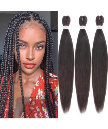 Leeven 3 Packs Pre Stretched Braiding Hair Extension for Woman 26 Inch Ombre EZ Braids Yaki Braiding Hair Pre Stretched Ombre Braiding Hair 4# 26 Inch (Pack of 3) 4#