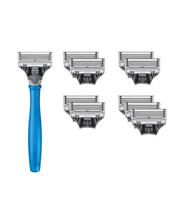 Harry s wet razor for men-shaving set with blue handle 10 replacement rasier blades razor razor blades razor blades for men razor sound men wet razors sound blue 1 piece (10 pack)