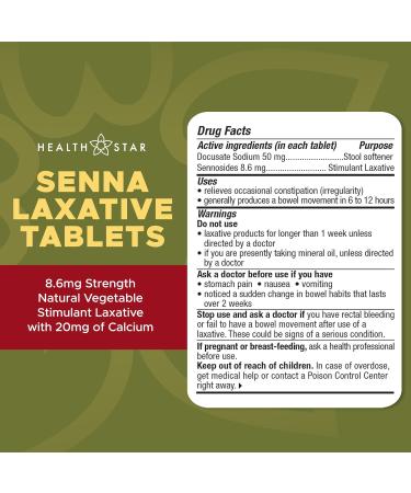 GeriCare Senna Plus Laxative Tablets - Natural Constipation Relief | 50mg Stimulant & 8.6mg Stool Softener | Gentle Bowel Movement Support - Buy Online on GoSupps.com