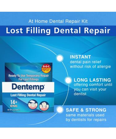 DENTEMP Dental Repair Kit - Temporary Tooth Filling - 12+ Repairs - Eugenol Free - Long-Lasting Dental Cement - Pain Relief - 3g 24 Count - Buy Online on GoSupps.com