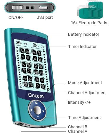 TENS Unit Muscle Stimulator - Dual Channel Pain Relief Therapy | 24 Modes 16 Pads - Ideal for Chronic & Acute Pain - Buy Online on GoSupps.com