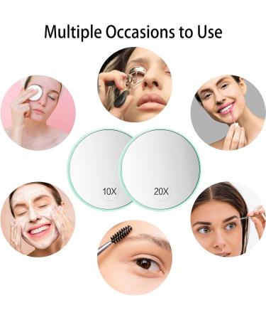 Funtopia 20X/10X Magnifying Mirror and Tweezers Kit - Compact Travel Mirror for Makeup, Eyebrow Tweezing, Blackhead & Blemish Removal - 3.5 Inch Green - Buy Online on GoSupps.com