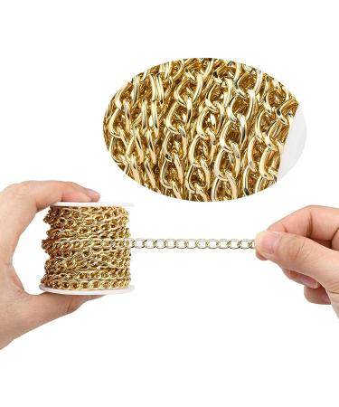 16.4ft Twisted 2mm Aluminum Curb Chain | Golden Plated for Jewelry Making | Pendant Necklace Chain Spool | 1Gold-10x6.5x1.8mm - Buy Online on GoSupps.com