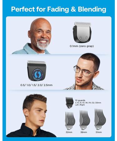 GLAKER Cordless Hair Clippers for Men - 3 in 1 Trimmer with 13 Guards, Detachable Blades & Turbo Motor - Professional Beard Grooming Kit - USB C Rechargeable - Buy Online on GoSupps.com