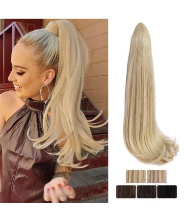 Lommel Claw Clip Ponytail Extension Blonde Pony tails Hair Extensions Clip in Ponytail Extensions 18 Inch Straight Synthetic Ponytail for Women(18/613)