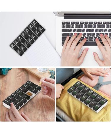 Shop Black 7-Day Pill Box - 2 Compartment Weekly Medication Organizer for Travel & Home - Buy Online on GoSupps.com