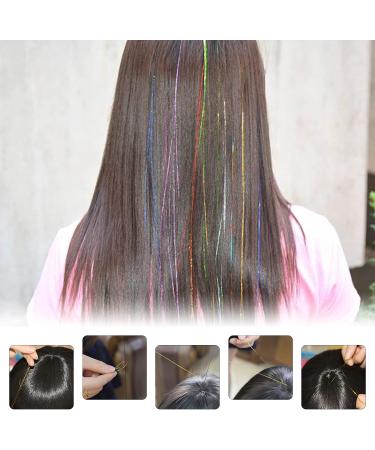 Glitter Hair Tinsel Extensions 12 Colors Hair Tinsel Strands Kit Sparkling Party Tinsel Hair Extensions Hair Tinsel for Kids Girls Women Cospaly Party - Buy Online on GoSupps.com