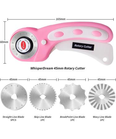 WhisperDream 45mm Pink Rotary Cutter with Safety Design + 8 Blades - Ideal for Sewing, Quilting, Fabric & Crafts - Buy Online on GoSupps.com