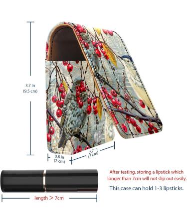 Travel Lipstick Organizer Case - Portable Makeup Bag with Mirror | Watercolor Red Tree Leaves Bird R306x6iedn - Shop Internationally - Buy Online on GoSupps.com