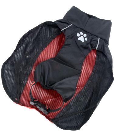 Ranphy Waterproof Dog Jacket for Medium & Large Dogs - Reflective Breathable Ultra-Light Rain Cover for Dachshunds & Labradors - Size 9XL (94cm Breast Size) - Red & Black - Buy Online on GoSupps.com
