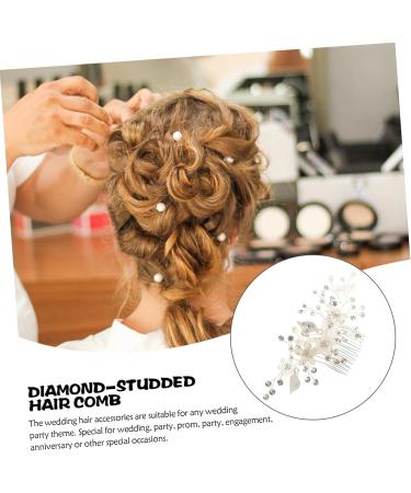 Angoily Bridal Headdress Prom Headpiece Pearl Hair Clip Women Hairpin Wedding Bridal Hair Comb Rhinestone Barrettes Pearl Hair Barrettes White Pearl Flower Bride Rhinestones - Buy Online on GoSupps.com