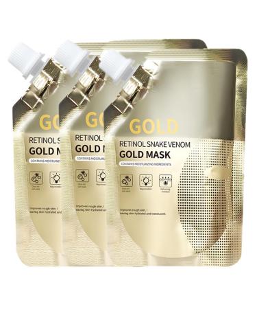 Retinol Snake Venom Peptide Gold Mask Anti-aging Clear and Moisturizing Improving Rough Skin Peeling Mask Tightening Moisturizing Toning and Nourishing The Skin (3PCS)