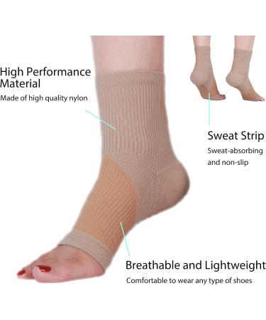 Compression Socks 4 Pairs for Women & Men | Ankle Brace, Arch Support Sleeve, Foot Wrap | Pain Relief for Sprained Ankle, Achilles Tendonitis, Plantar Fasciitis | Beige - Buy Online on GoSupps.com