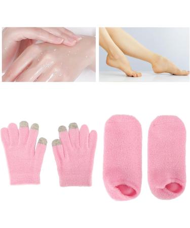 Qukaim Repair Spa Gloves Socks Moisturizing Gel Gloves Socks Set Touch Screen Spa Gloves Socks for Dry Cracked Hands Feet Pink - Buy Online on GoSupps.com