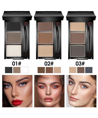 3-Color Eyebrow Powder Palette - Enhance Your Brows with Mirror | Brown Light Brown Skin Tone Makeup (2 - Buy Online on GoSupps.com