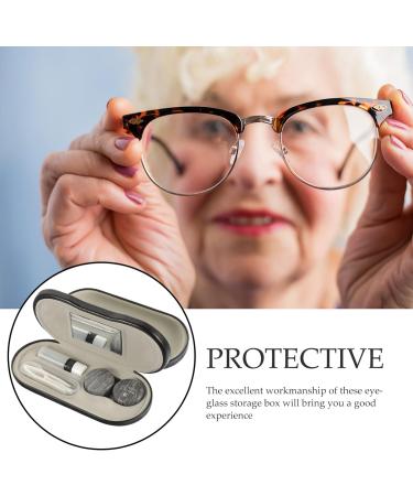 Healifty 2-in-1 Contact Lens Case with Mirror & Tweezers - Double-Sided Dual-Use Design for Men - Silver Gray - Buy Online on GoSupps.com