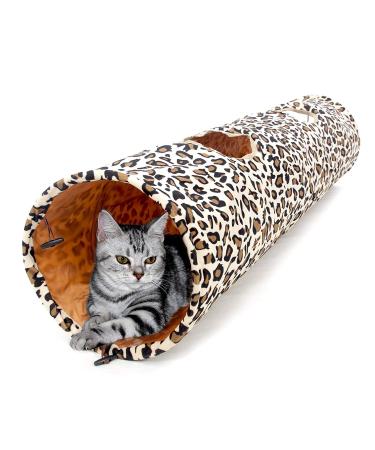 PAWZ Road Cat Toys Collapsible Tunnel Leopard Cat Tunnel Tube for Cat,Rabbits and Dogs Medium