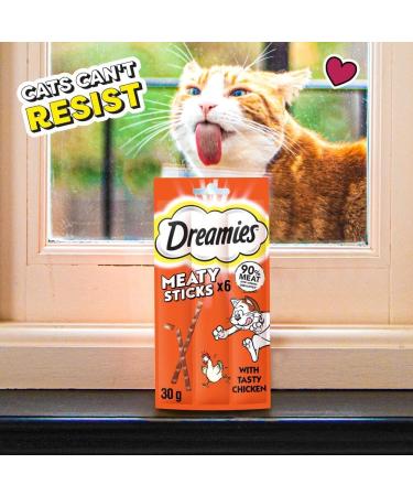 Dreamies Meaty Sticks 84 Pieces Cat Treats Tasty Snacks with Delicious Chicken Pack of 14 x(30g) - Buy Online on GoSupps.com