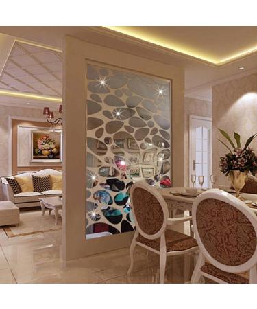 TTSAM 72Pcs Cobblestone Mirror Wall Stickers - DIY Home Decor for Bedroom & Office - Silver - Buy Online on GoSupps.com