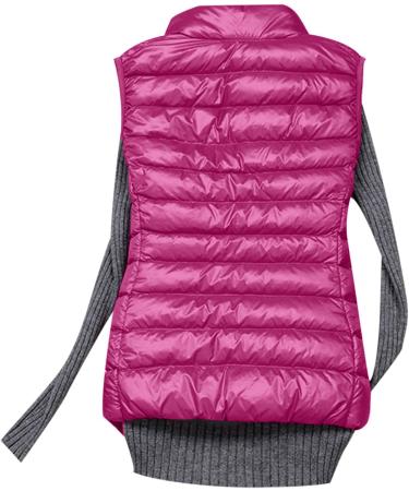 oelaio Puffer Vest for Women Sleeveless Zip Up Outerwear Plus Size Warm Puffer Shawl Slim Fit Lightweight Down with Pocket Hot Pink Medium - Buy Online on GoSupps.com