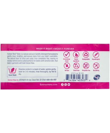 Forever New Baby Fabric Care Wash - Clean Cotton 13 fl oz (10 ml) - Gentle & Effective - Buy Online on GoSupps.com