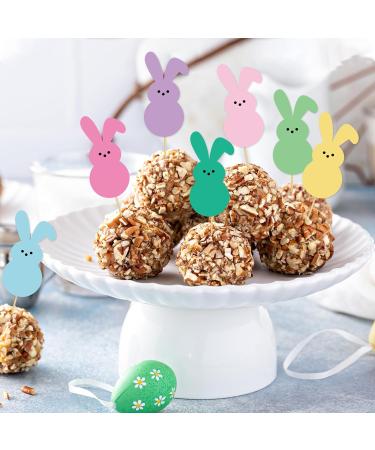 Whaline 60Pcs Easter Cupcake Topper Double-Sided Easter Bunny Cupcake Picks Colorful Rabbit Food Picks for Easter Spring Party Supplies Cake Decorations - Buy Online on GoSupps.com