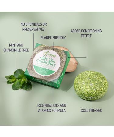 BAMBOEARTH Solid Shampoo Bar and Conditioner Effect Hair Soap Natural Shampoo Bars for Hair with Plant Essential Oils and Zero Waste Biodegradable Packaging Mint and Chamomile - Buy Online on GoSupps.com