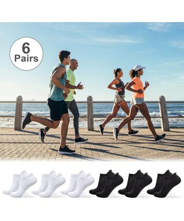Coskefy Unisex Sneaker Socks Breathable Cotton Sports Socks for Men & Women 6 Pairs | Sizes 35-50 Black White Gray - Buy Online on GoSupps.com