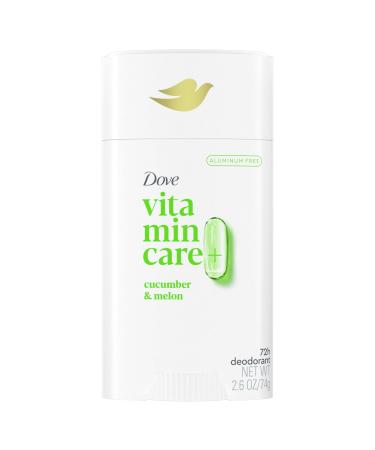 Dove VitaminCare+ Aluminum Free Deodorant Stick Cucumber & Melon for 72H Odor Protection Breathable Deodorant for Women 2.6 oz Cucumber + Melon 2.6 Ounce (Pack of 1)