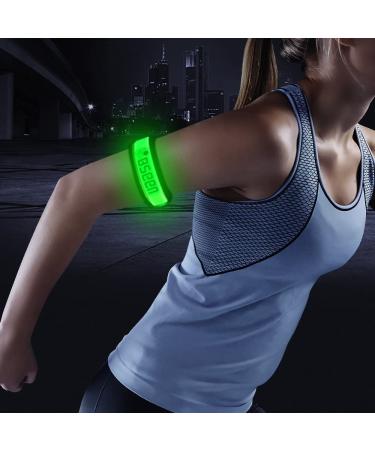 Pack of 2pcs- LED Sports Saftey Flashing Reflective Armband with High Visibility Light up Glow in The Dark Bracelet for Cycling  Jogging  Walking and Running (Green) - Buy Online on GoSupps.com