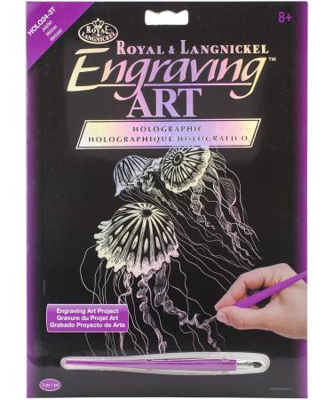 ROYAL BRUSH HOLOFL-24 Holographic Foil Engraving Art Kit, 8-Inch by 10-Inch, Jellyfish , Blue