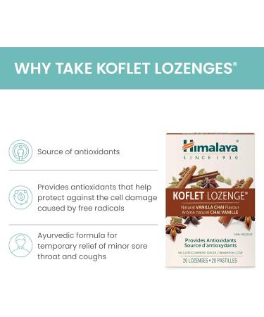 Himalaya Koflet Lozenges Vanilla Chai Flavor Provides Antioxidants Includes Ginger Cinnamon & Clove 20 Lozenges - Buy Online on GoSupps.com