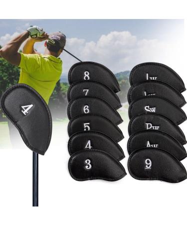 Premium Vegan Leather Golf Club Head Covers Set of 12 - Fits Most Irons & Wedges - Buy Online on GoSupps.com