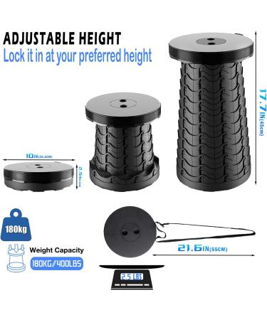 R&D FUTURE 2023 Upgraded Telescopic Stool - Lightweight, 400lbs Load Capacity, Collapsible/Portable Seat for Indoor/Outdoor Use - Retractable Folding Stool for Adults (Black) - Buy Online on GoSupps.com