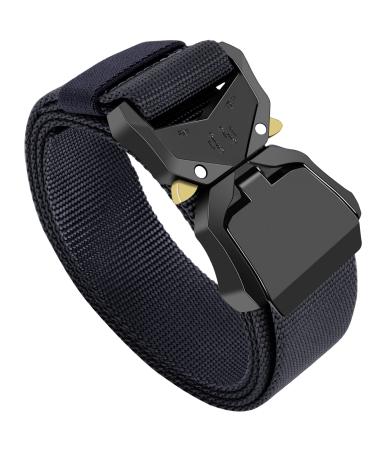 Tactical Belt 1.5 Inch Belts for Mens Nylon Web Work Belt with Heavy Duty Buckle Black M 36"-42"