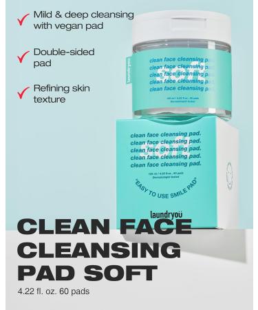 Vegan Dual-Sided Clean Face Cleansing Pads - 60 Soft Natural Pads for Double Cleansing & Makeup Removal - Hypoallergenic Exfoliation - Buy Online on GoSupps.com