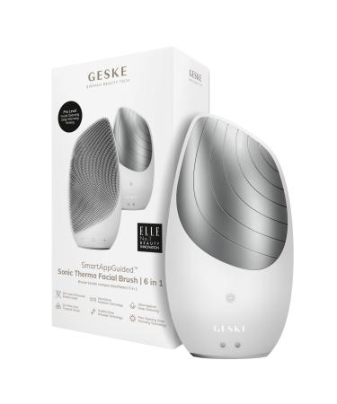 Geske |SmartApappguided Sonic Thermo Facial Brush |6 in 1 |Skin cleaning |Cleaning brush with heat function |Face massage device |Electrical facial brush |Face cleaning device White