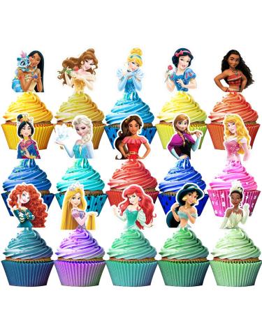 BEST HOPE Princess Cupcake Toppers Birthday Cake Decorations Party Supplies Decor, 30 counts