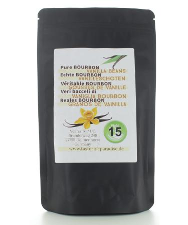Bourbon vanilla pods (15 pieces - 12-13cm) 100% natural from Madagascar fresh & juicy high vanilla content top gourmet vanilla 15 pieces (1 Pack)
