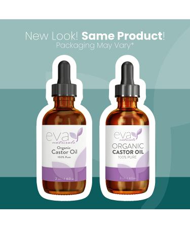 Eva Naturals Organic Castor Oil (60ml) - Promotes Hair, Eyebrow, and Eyelash Growth | Diminishes Wrinkles | Hydrates Skin | 100% Pure Cold Pressed - 2 Fl Oz - Buy Online on GoSupps.com